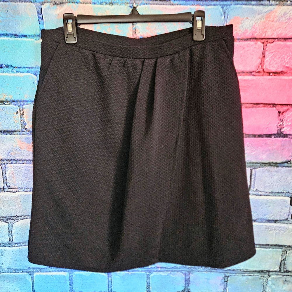 5/$30 New Directions Soft Black Stretchy Pencil Skirt w/ Faux Wrap Effect XL